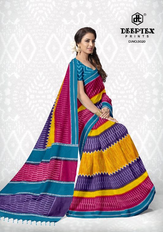 Deeptex Ikkat Special 5 Cotton Printed Regular Wear Fancy Saree Collection